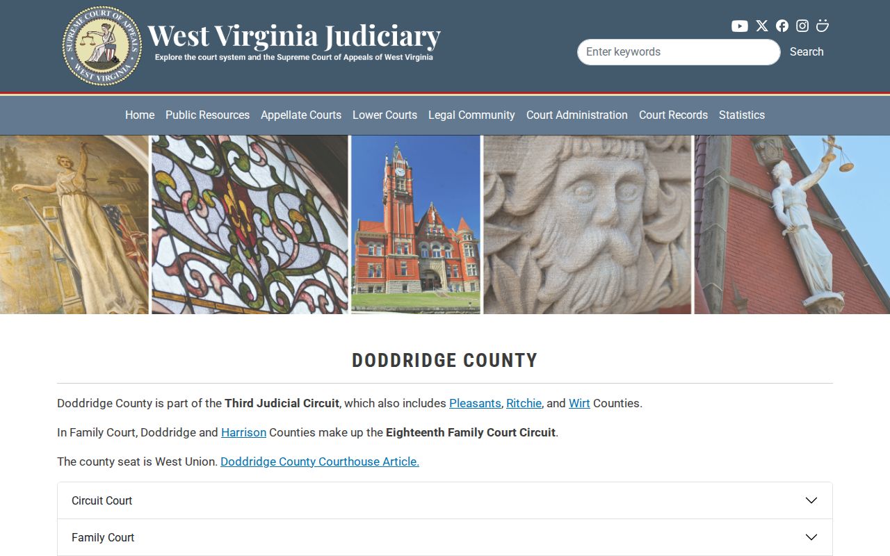 Doddridge County court docket information page