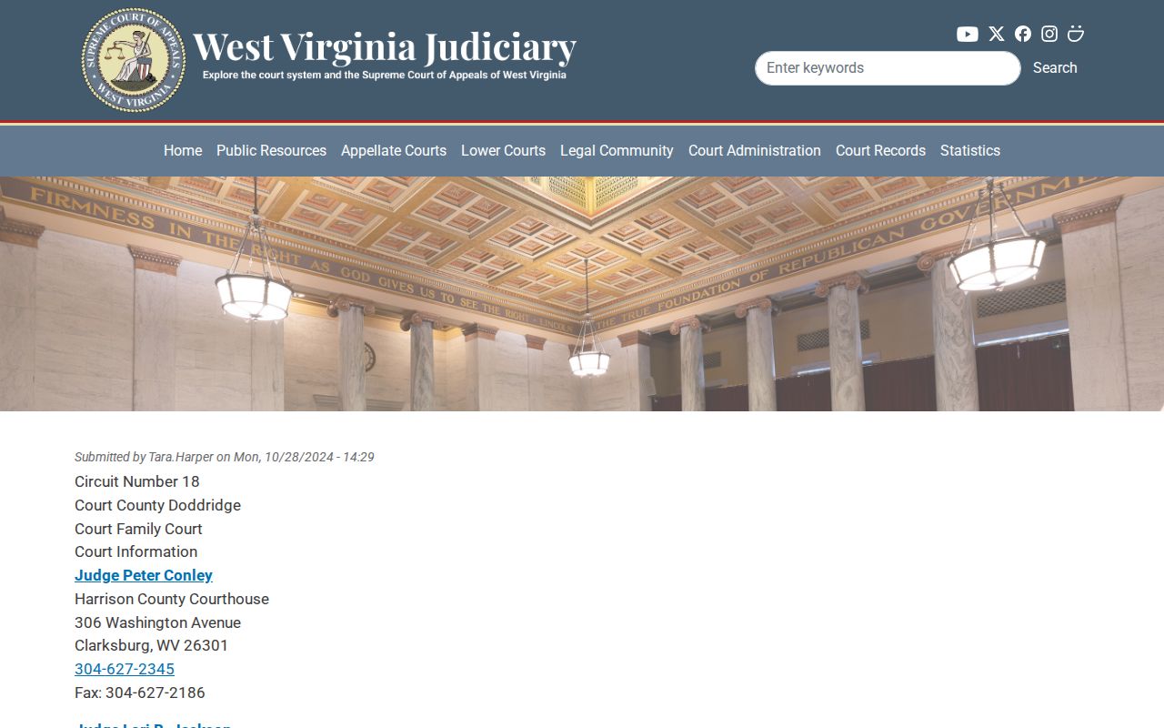 Eighteenth Family Court Circuit judges serving Doddridge County