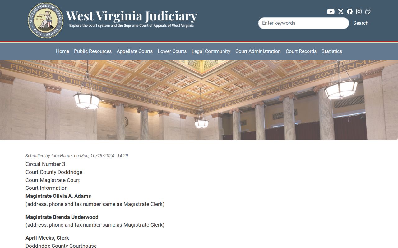 Doddridge County traffic court records Magistrate Court contacts