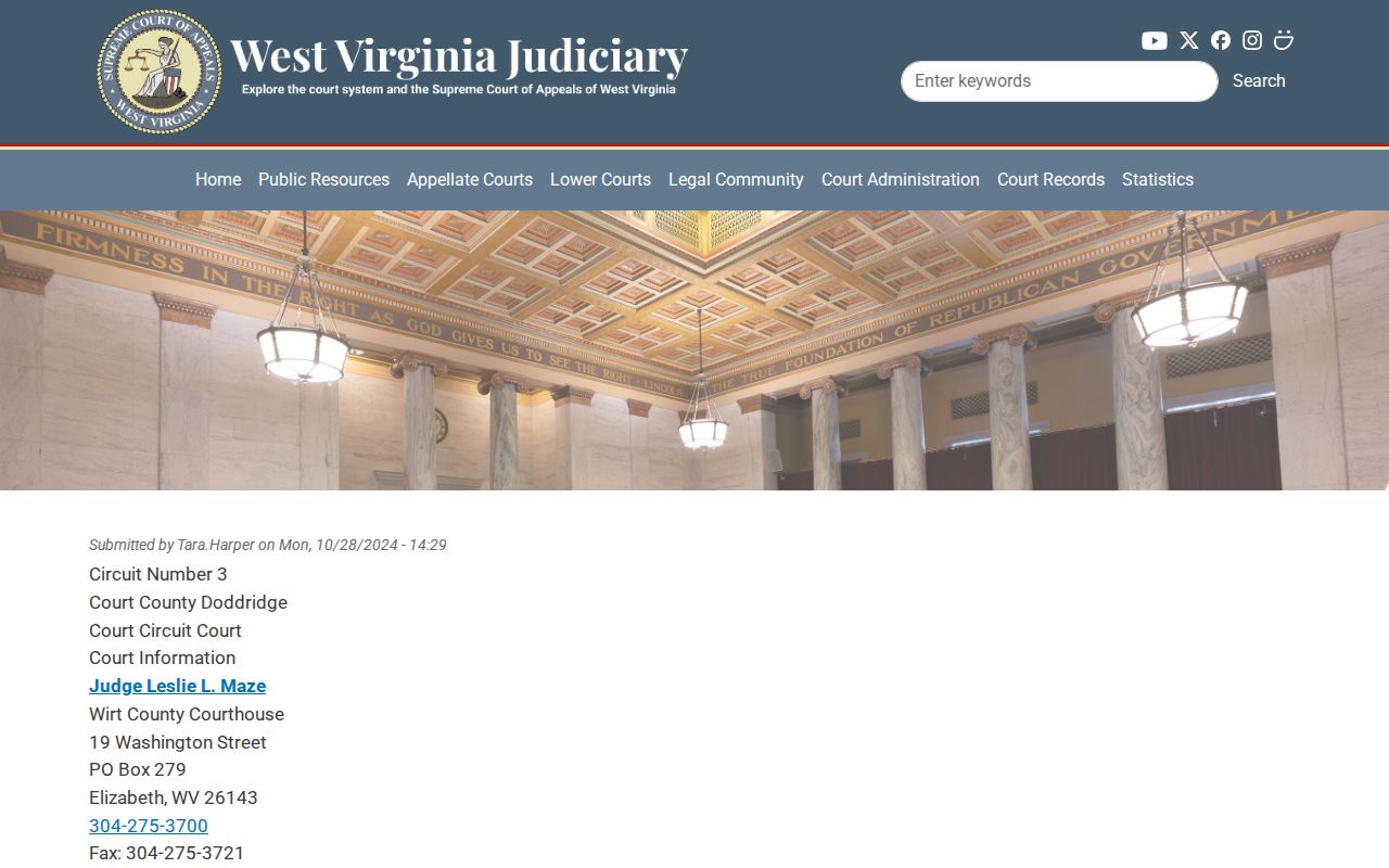 Doddridge County court docket judge information