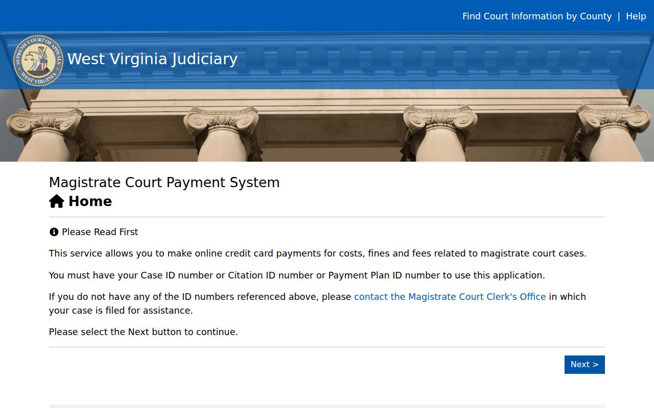 Doddridge County traffic court records payment identifier portal